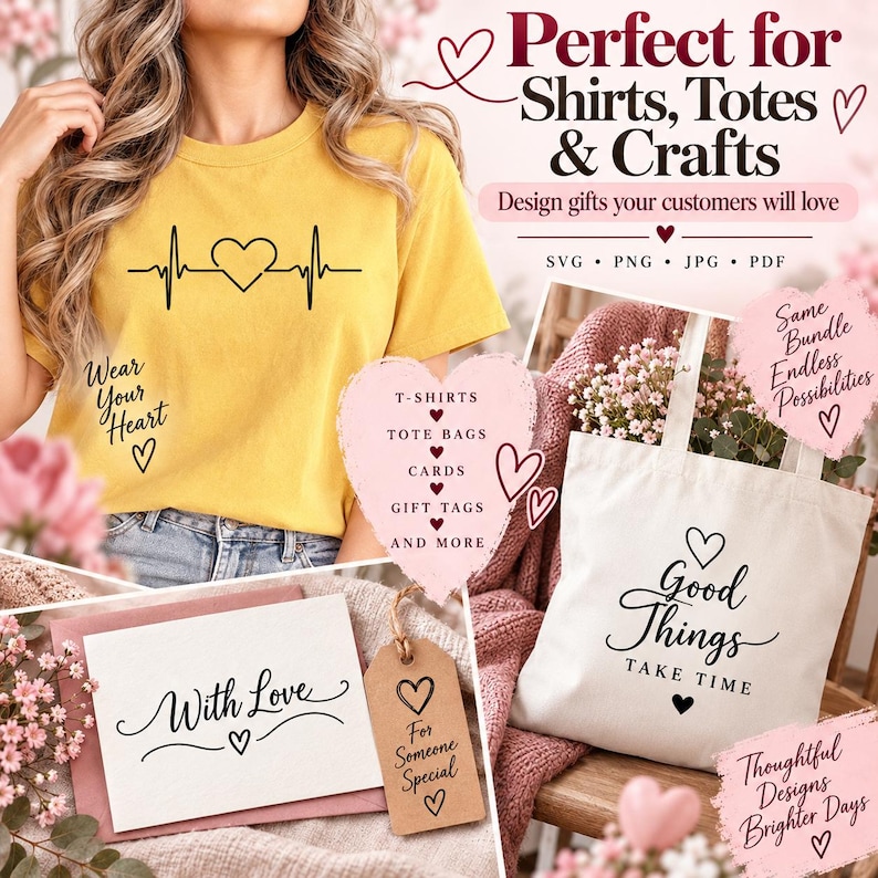 Heart Text SVG Bundle — kalp temalı yazı ve ayraç tasarım seti