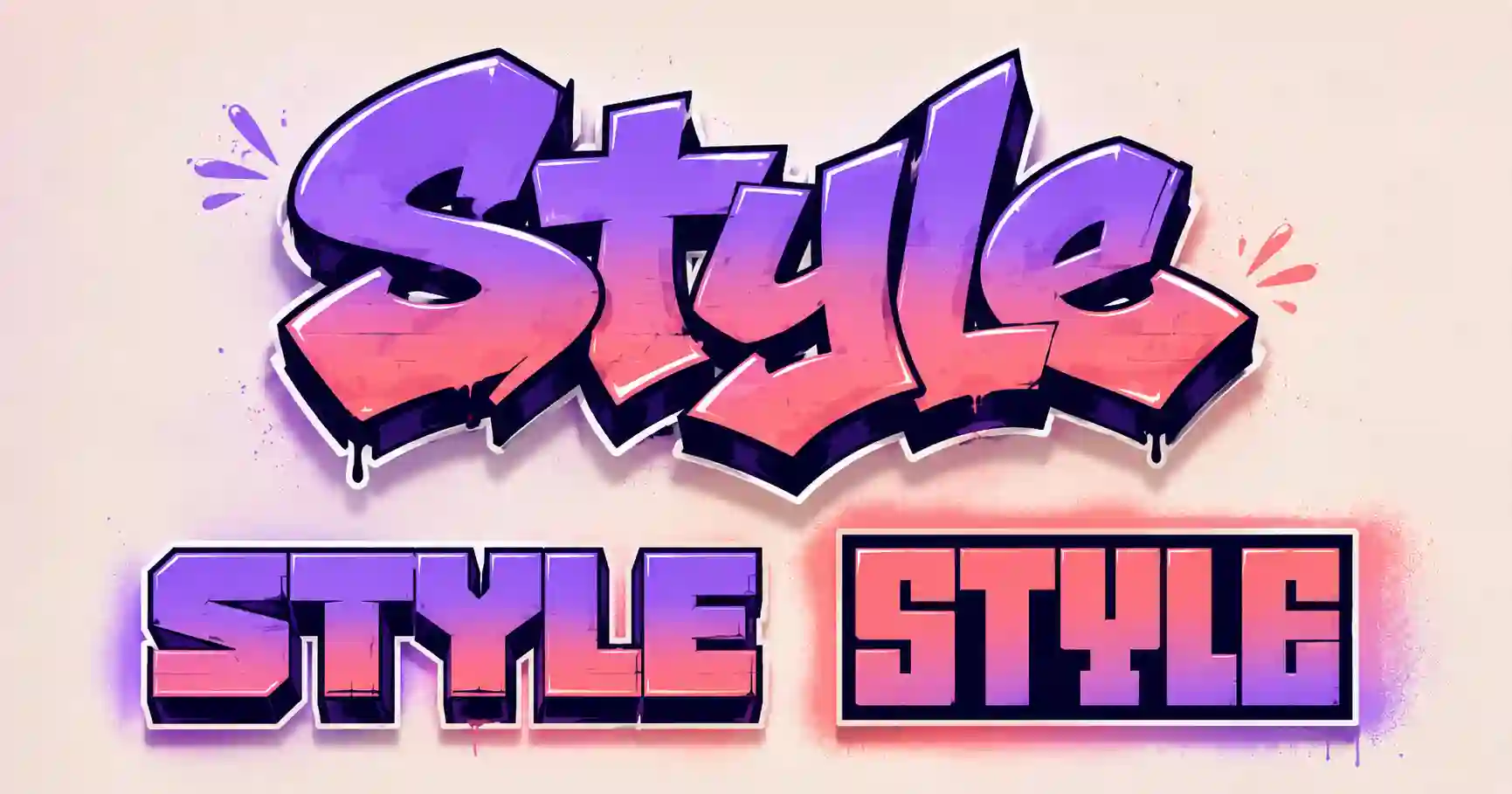 The word Style shown in bold, wide and squared street-style fonts